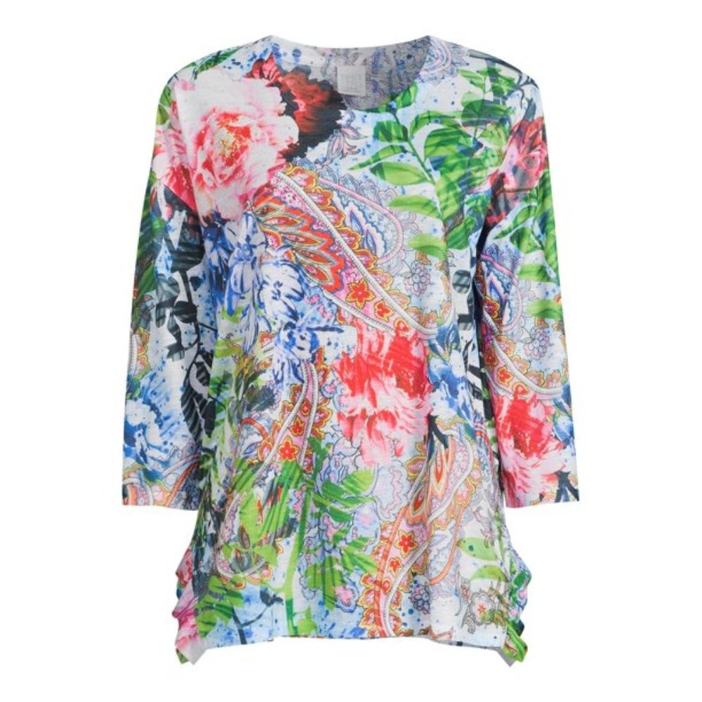 Time and Tru Women's Hanky Hem Sublimation Top Size L - Picture 3 of 5